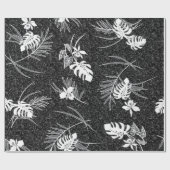 ヴィンテージアロハギフトラップ | Lau Barkcloth Black ラッピングペーパー (フラット)