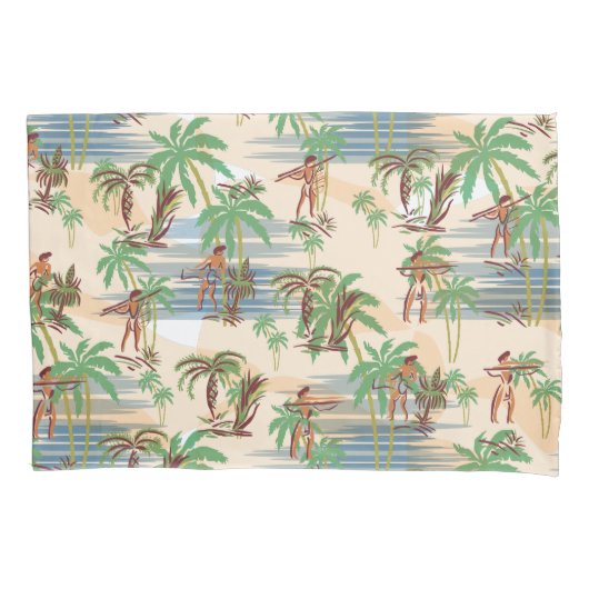 ヴィンテージアロハハワイビーチ夏 枕カバー (正面)