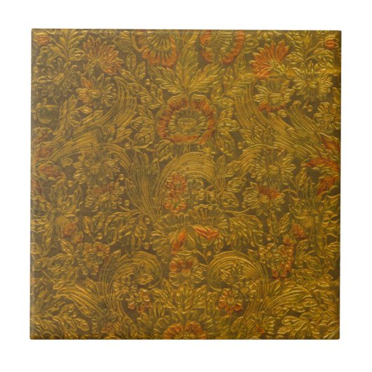 ヴィンテージアロバーエンボスフローラルパターン タイル (正面)