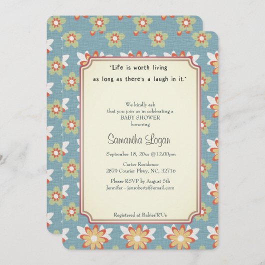 ヴィンテージアンクラシックストーリーベビーシャワー招待状 招待状 (正面/裏面)