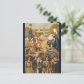 ヴィンテージアンクルサムと愛国行進 ポストカード (スタンド正面)