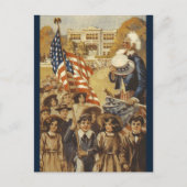 ヴィンテージアンクルサムと愛国行進 ポストカード (正面)