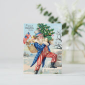 ヴィンテージアンクルサムサンタクリスマスポストカード ポストカード (スタンド正面)