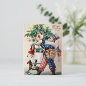 ヴィンテージアンクルサムサンタ飾ークリスマス ポストカード (スタンド正面)