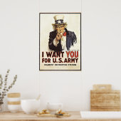 ヴィンテージアンクルサム私はあなたがWWIプロパガンダUSA ポスター (キッチン)
