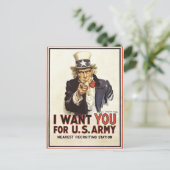 ヴィンテージアンクルサム私はあなたがWWIプロパガンダUSA ポストカード (スタンド正面)