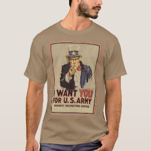 ヴィンテージアンクルサム私はあなたがWWIプロパガンダUSA Tシャツ