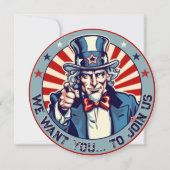 ヴィンテージアンクルサム軍隊行く遠くにパーティーサークル 招待状 (正面)