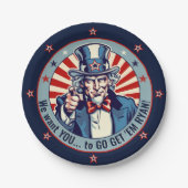 ヴィンテージアンクルサム軍隊遠くに行くパーティー7" ペーパープレート (正面)