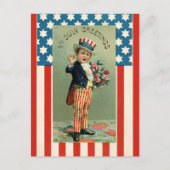 ヴィンテージアンクルサム7月4日 ポストカード (正面)