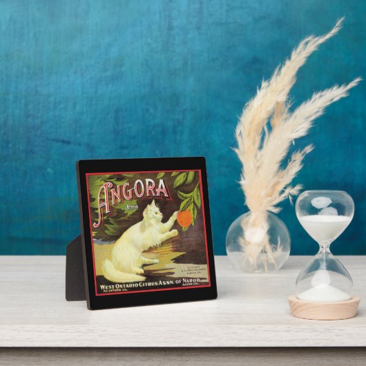 ヴィンテージアンゴラホワイトキャットシトラスフルーツラベル フォトプラーク (インサイチュ)