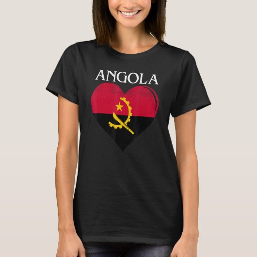 ヴィンテージアンゴラ国旗ハート Tシャツ (正面)