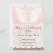 ヴィンテージアンジェルバプテスミアンドファースト誕生日ガール 招待状 (正面)