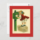 ヴィンテージアンティークかわいいメーリングバレンタインデイカード ポストカード (正面/裏面)