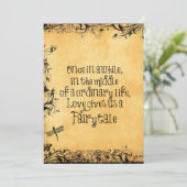 ヴィンテージアンティークとラブ引用文結婚ズ 招待状 (スタンド正面)