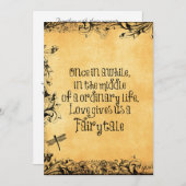 ヴィンテージアンティークとラブ引用文結婚ズ 招待状 (正面/裏面)