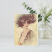 ヴィンテージアンティークのフラッパー、女性のポートレート、 ポストカード (スタンド正面)