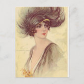 ヴィンテージアンティークのフラッパー、女性のポートレート、 ポストカード (正面)