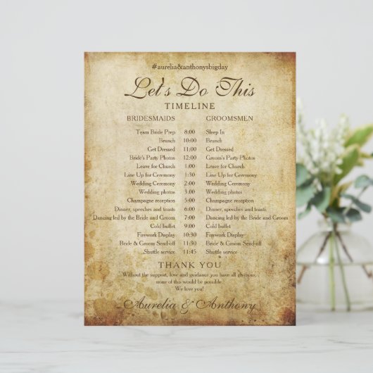 ヴィンテージアンティークの結婚スケジュール・タイムライン・プログラム (スタンド正面)