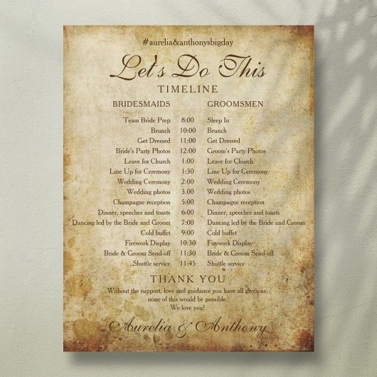 ヴィンテージアンティークの結婚スケジュール・タイムライン・プログラム