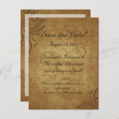 ヴィンテージアンティークの茶石の渦巻き日付表示カードを保存 案内ポストカード (正面/裏面)