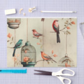 ヴィンテージアンティークの鳥類の分離 薄葉紙 (クラフト)