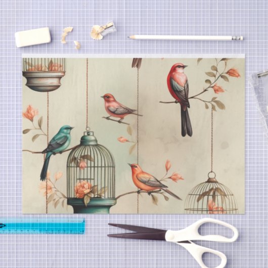 ヴィンテージアンティークの鳥類の分離 薄葉紙 (クラフト)