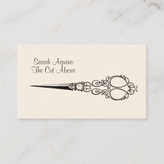 ヴィンテージアンティークはさみ美容師 名刺 (裏面)