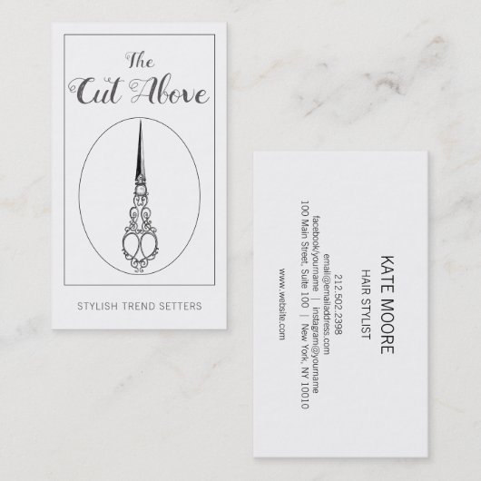 ヴィンテージアンティークはさみ美容師 名刺 (正面/裏面)