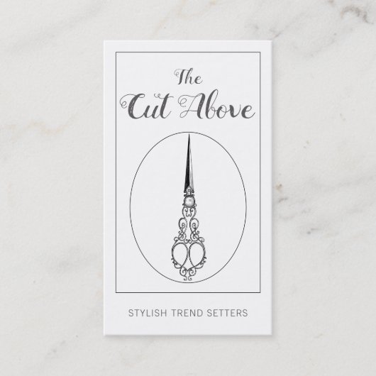 ヴィンテージアンティークはさみ美容師 名刺 (正面)