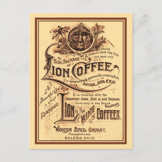 ヴィンテージアンティークはリオンコーヒ広告ーの ポストカード (正面)