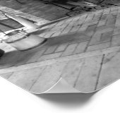 ヴィンテージアンティークれんがオーブン1700の白黒 ポスター (角)