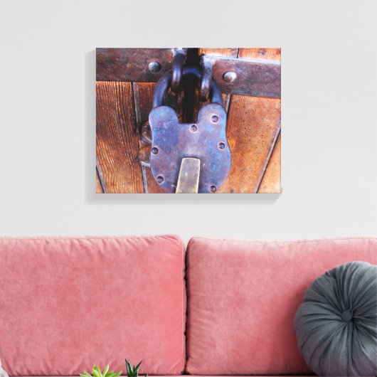 ヴィンテージアンティークアイアンロックラスティックパティーナウッドドア キャンバスプリント (インサイチュ (リビング))