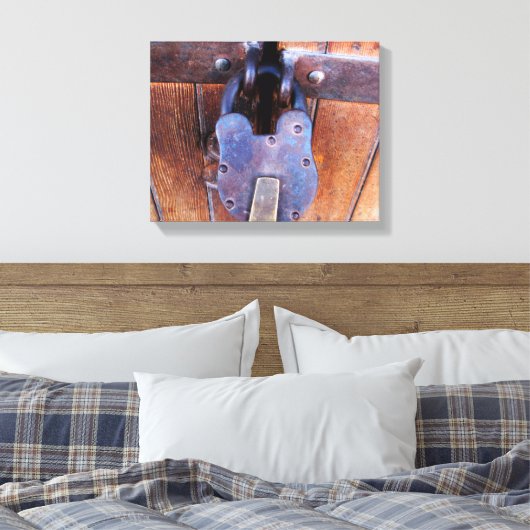 ヴィンテージアンティークアイアンロックラスティックパティーナウッドドア キャンバスプリント (インサイチュ (寝室))