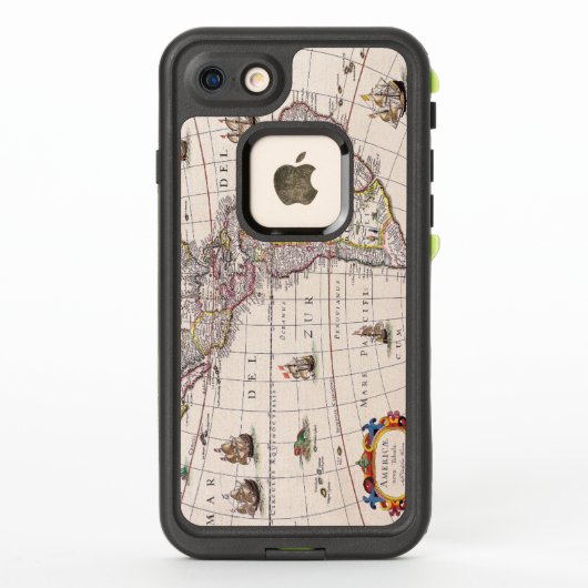 ヴィンテージアンティークアメリカの地図1650 LifeProof iPhoneケース (裏面)