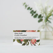 ヴィンテージアンティークアートバラフラワーアートイラストレーション 名刺 (スタンド正面)