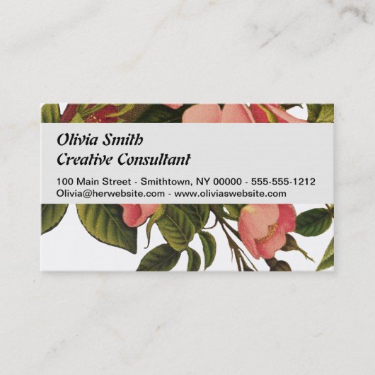 ヴィンテージアンティークアートバラフラワーアートイラストレーション 名刺 (正面)