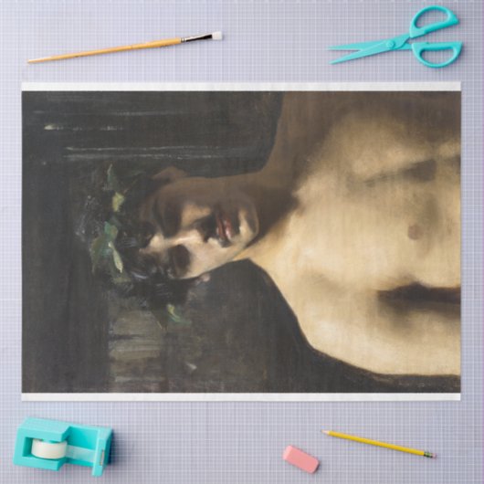 ヴィンテージアンティークアートワークギリシャの神の男のデコペ 薄葉紙 (クラフト)