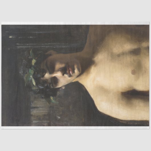 ヴィンテージアンティークアートワークギリシャの神の男のデコペ 薄葉紙 (正面)