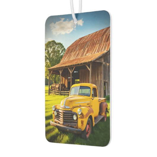 ヴィンテージアンティークイエロートラック カーエアーフレッシュナー (左)