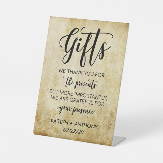 ヴィンテージアンティークウェディングギフトサイン 台座サイン (正面)