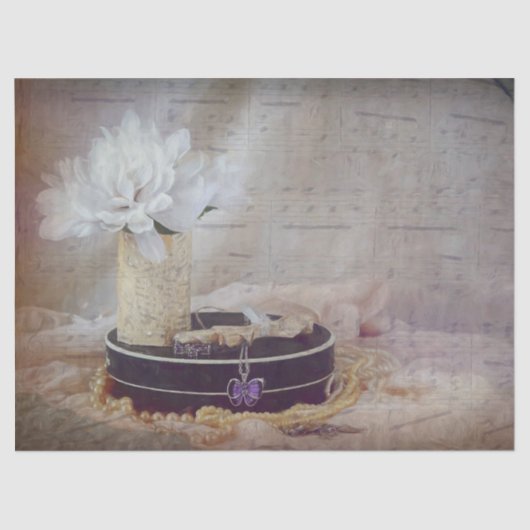 ヴィンテージアンティークエレガントフローラアート楽譜 薄葉紙 (正面)