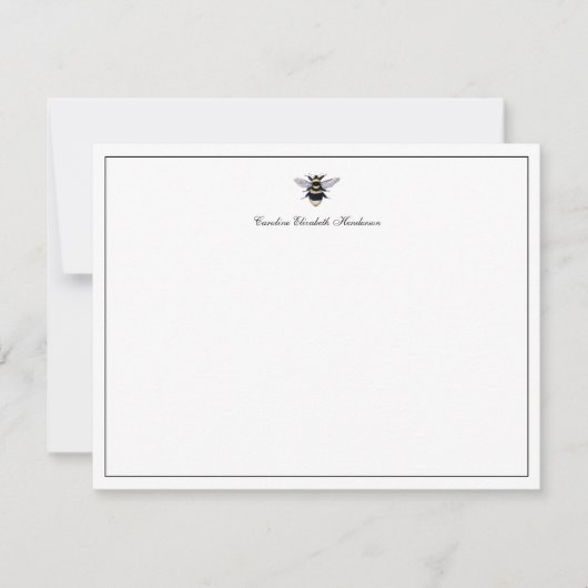 ヴィンテージアンティークエレガントBeeスクリプパーソナライズされたト ノートカード (正面)