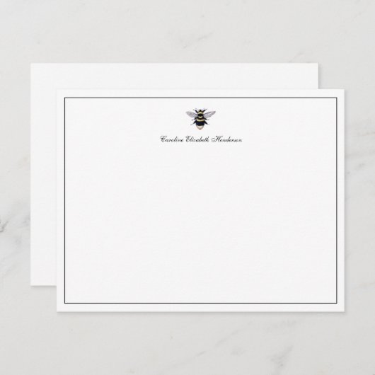 ヴィンテージアンティークエレガントBeeスクリプパーソナライズされたト ノートカード (正面/裏面)