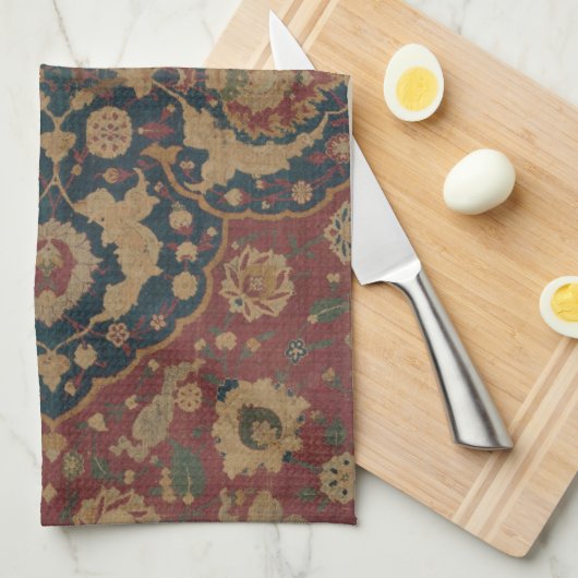 ヴィンテージアンティークオリエンタルペルシアレッド模様 キッチンタオル (四つ折り)