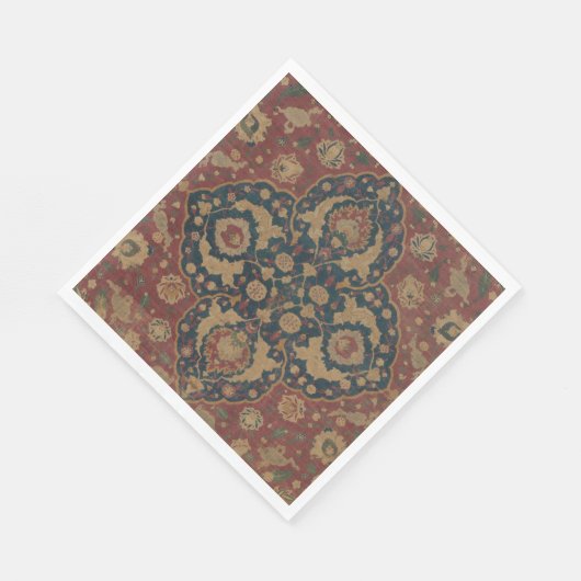 ヴィンテージアンティークオリエンタルペルシアレッド模様 スタンダードランチョンナプキン (角)