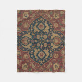 ヴィンテージアンティークオリエンタルペルシアレッド模様 フリースブランケット (正面)