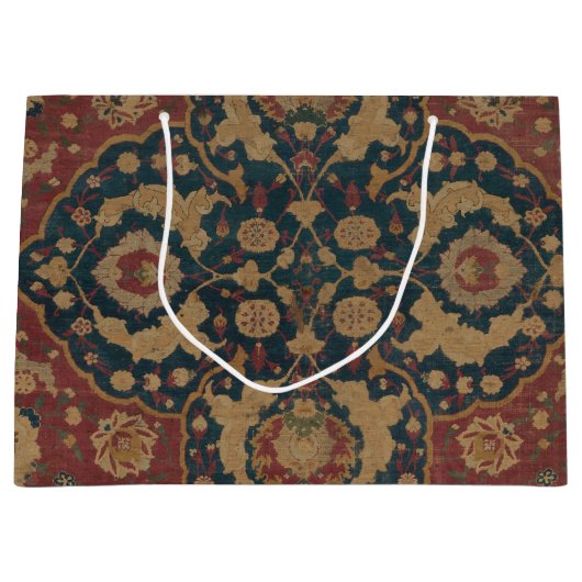 ヴィンテージアンティークオリエンタルペルシアレッド模様 ラージペーパーバッグ (正面)