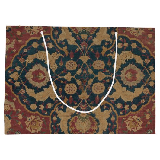 ヴィンテージアンティークオリエンタルペルシアレッド模様 ラージペーパーバッグ (裏面)