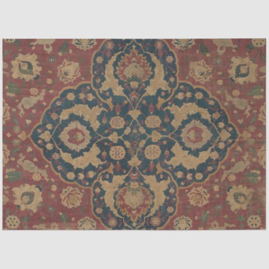 ヴィンテージアンティークオリエンタルペルシアレッド模様 薄葉紙 (正面)